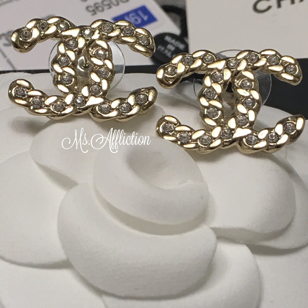Sold on eBay! CHANEL Authentic Crystal CC Earrings - Picture 4 of 8